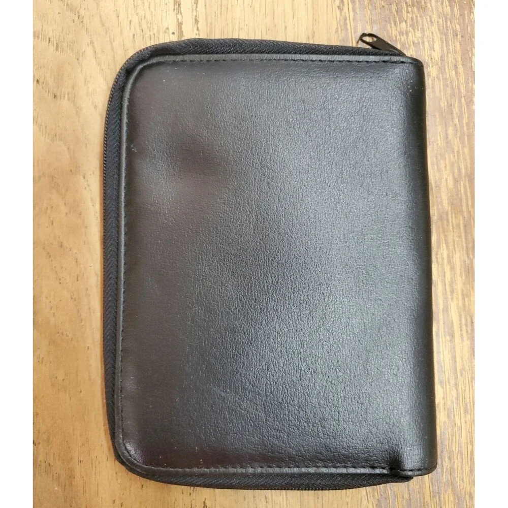 Vintage Samsonite Black Leather Travel Wallet Card Passport ID Holder Case Zip